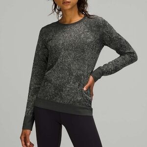 Lululemon Swiftly Breathe Long Sleeve Floral Fauna Black / Rhino Grey Size 12